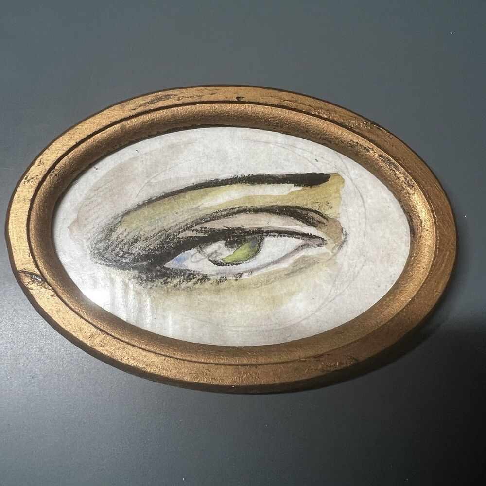Creative Co-Op Lovers Eye Miniature Oval Gold Framed Art Print Wall Decor